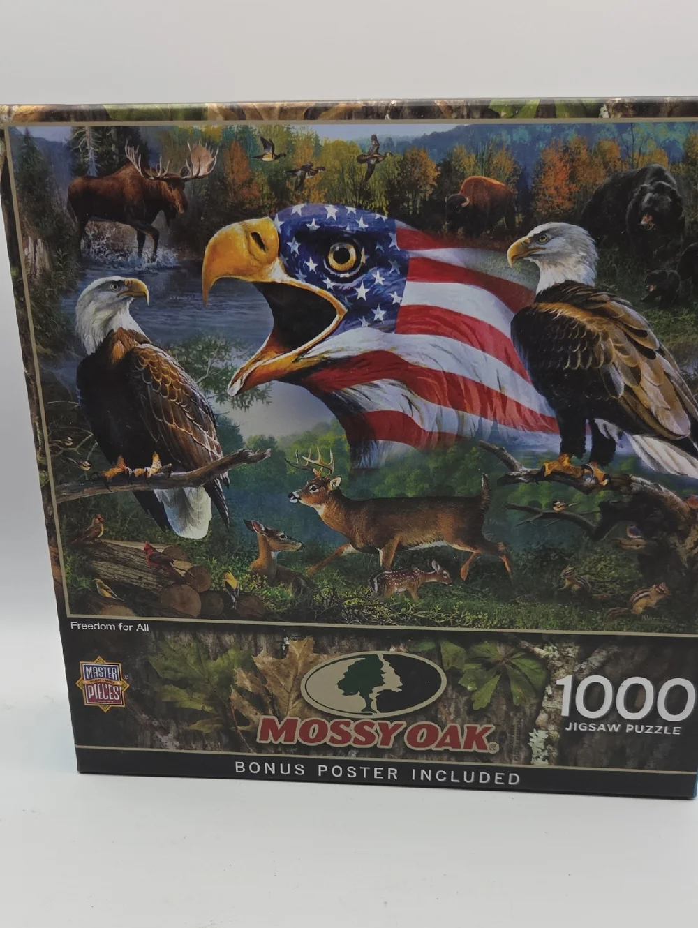 Mossy Oak Patriotic Eagle Puzzle – Red, White, Blue & Brown Artwork NWT